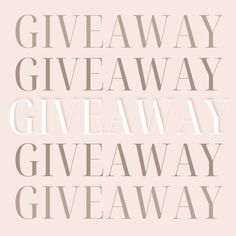 the words giveaway written in grey on a pink background