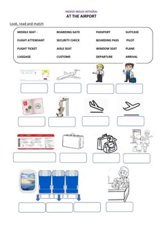 an airport worksheet with pictures on it