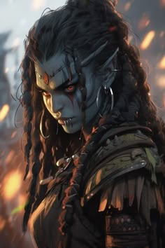 a close up of a person with dreads and makeup
