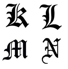 four different types of calligraphy