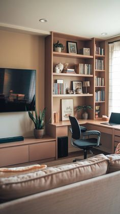 a living room filled with furniture and a flat screen tv