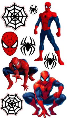 spiderman wall decals in various styles and colors