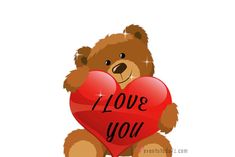 a teddy bear holding a heart with the words i love you