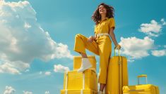 Smiling Woman with Shoe and Handbag Boxes