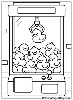 a drawing of a machine filled with stuffed animals