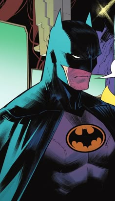 the batman is standing in front of an open window