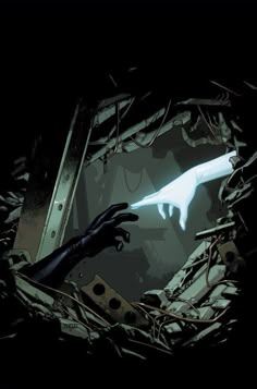 a person reaching for something in the dark