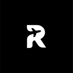 the letter r is made up of white letters on a black background with an arrow