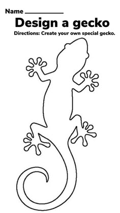 a gecko coloring page with the name design a gecko