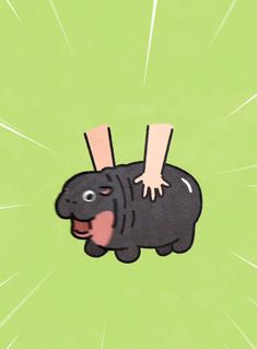 a cartoon hippopotamus with two legs sticking out of it's back