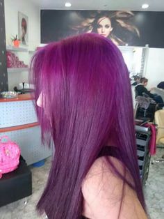 Spring Color Hair, Dark Purple Pink Hair, Magenta Purple Hair, Dark Magenta Hair Dye, Magenta Hair Dye On Brown Hair, Bright Purple Hair Color, Purple Magenta Hair, Magenta Hair Inspo, Bright Purple Hair Dye