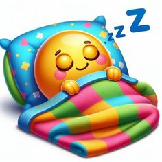 a cartoon character sleeping on top of a pillow with the letter z in the background