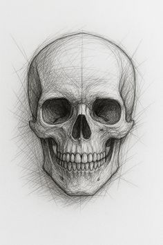 A highly detailed pencil sketch of a human skull, brought to life with bold lines, dramatic shading, and intense contrast. Ideal for anatomy references, gothic themes, tattoo concepts, or dark art inspiration. Created with the help of Griskstecher, this piece is a must-save for your sketchbook or creative mood board. Skull Pencil Art, Sketch Of A Skull, Skull Pencil, Paper Texture Sketchbook, Dark Pencil Sketch, Skull Drawing Shading, Pencil Drawing Skull, Draw Skulls, Draw Sculpture
