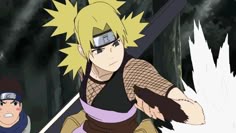 naruto and sashirt from the anime naruto is holding two swords