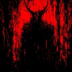 a red and black background with an image of a deer's head