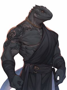 an image of a man with a dragon on his arm and wearing a black robe