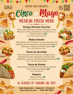 the mexican food menu for cinco de mayo