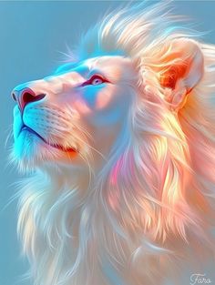a digital painting of a white lion
