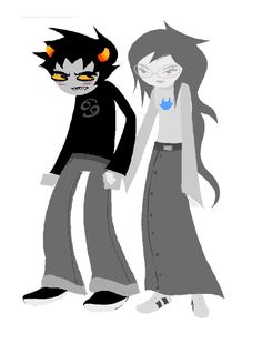 an image of two cartoon characters one is black and the other is white with yellow eyes