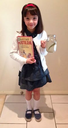 World Book Day Costume Ideas for Kids - Matilda More Matilda Book Character Day, Book Character Costume Matilda, Matilda Book Week Costume, Matilda Character Costume, Matilda Book Week, Matilda Fancy Dress, Roald Dahl Matilda Costume, Matilda Costume Girl, Roald Dahl Book Day Costumes