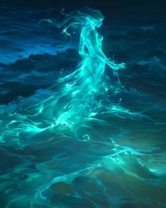 Goddess Of The Water, Fantasy Water Art, Fantasy Sea Monsters, Dnd Seaside, Aquatic Mythical Creatures, Underwater Ghost, Fantasy Creature Aesthetic, Mermaid Power, Elemental Water
