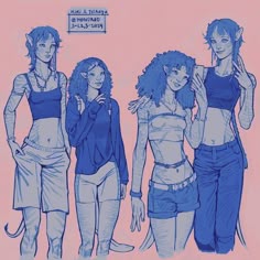 three young women standing next to each other