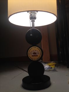 a lamp that is on top of a table