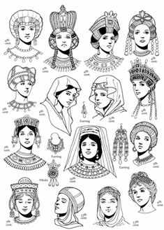 an image of women's hairs and headdresses from the early century