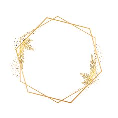 gold geometric frame with leaves and dots