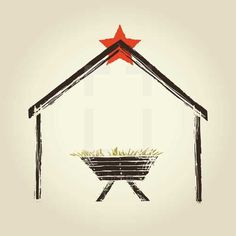 a nativity scene with a star above the manger
