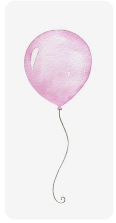 a watercolor drawing of a pink balloon with a string attached to the end of it