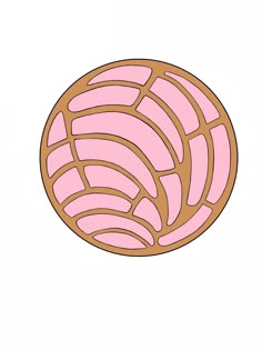 a drawing of a pink and brown ball