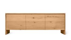 the sideboard is made out of wood and has four doors on one side, two drawers