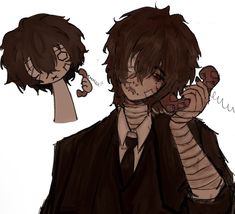 a drawing of two people with one holding something