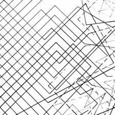 an abstract black and white image with lines in the shape of squares, rectangles and triangles