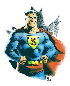 a drawing of a man in superman costume