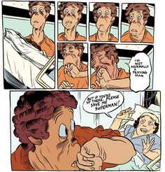 a comic strip with an image of a man talking to another person