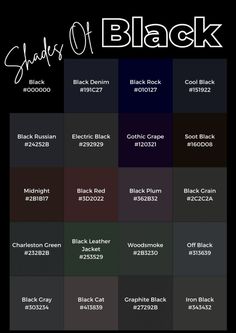 the shades of black in different colors
