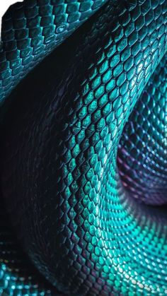 a close up view of a blue snake skin