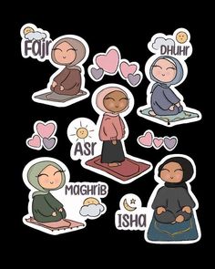 some stickers with different people on them