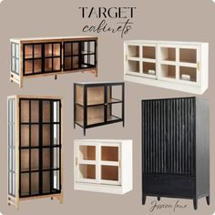 several different types of cabinet doors with text overlay that says target furnitures,