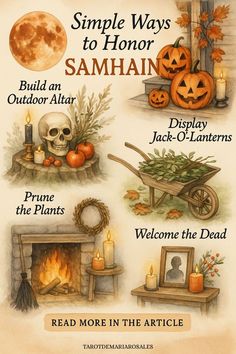 a poster with pumpkins and other decorations