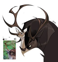 an animal with antlers on it's head