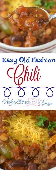 an easy old fashion chili recipe with beans and cheese