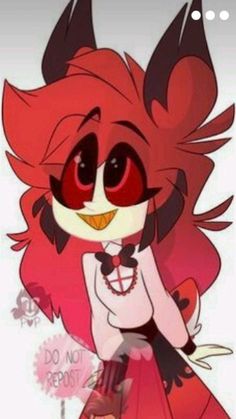 an anime character with red hair and black eyes