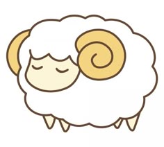 a cartoon sheep with its head on top of another sheep's back and it's eyes closed