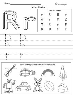 the letter r worksheet with pictures and words to help kids learn how to write