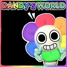 an image of a cartoon character with the words dandy's world on it