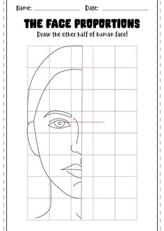 the face proportion worksheet for children to learn how to draw faces with grids