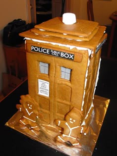 a cake made to look like a police box